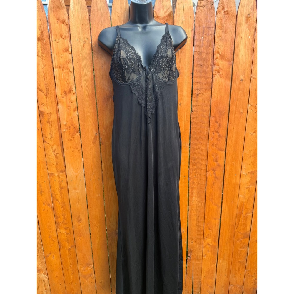 Popilush Black Lace Built-In Shapewear Maxi Dress Size 2XL Adjustable Straps